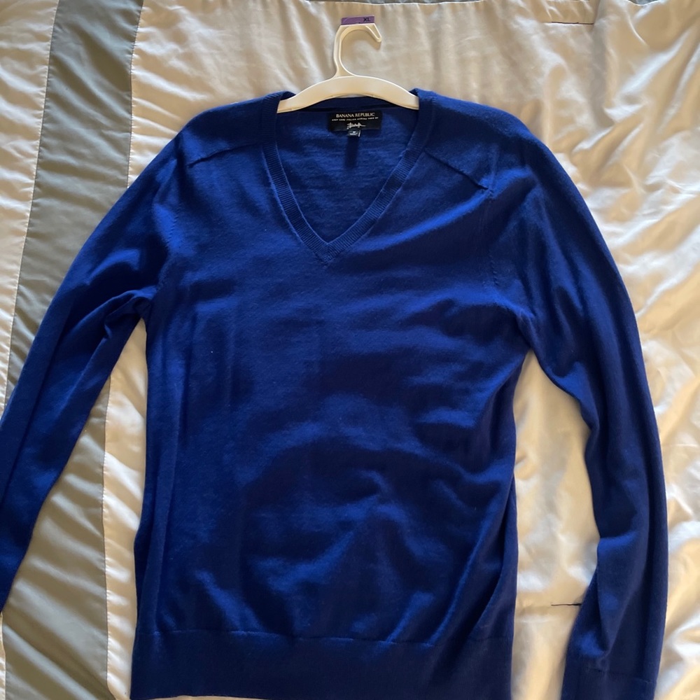 Men Blue Vneck Sweater